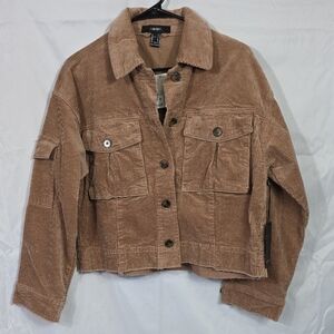 Forever 21 Brown (Cocoa) Corduroy Utility Jacket Womens Size Small (W600)